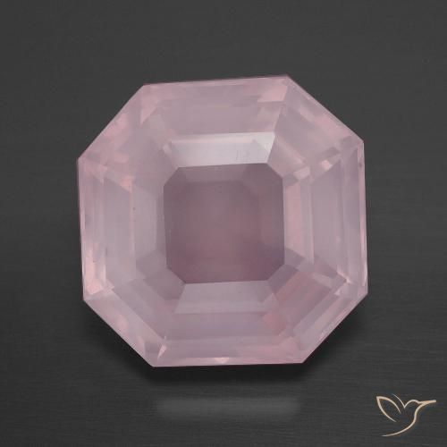 8.97ct Natural rosa rosa médio Quartzo Rosa, Corte Esmeralda, Transparente