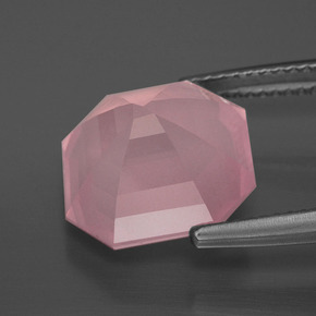 Quartzo rosa rosa natural 8,04ct, corte esmeralda, transparente