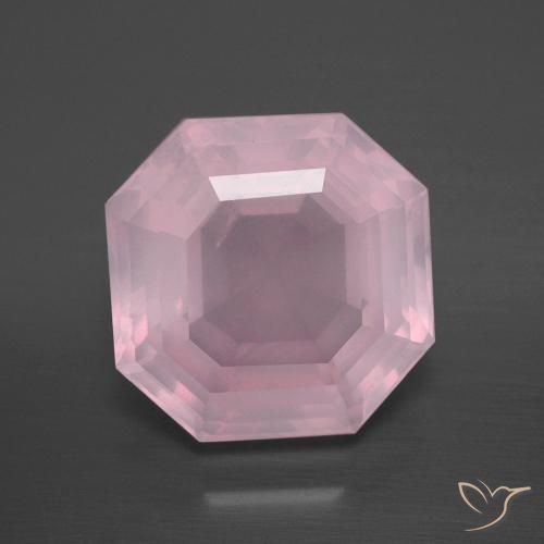 8.87ct Natural rosa rosa médio Quartzo Rosa, Corte Esmeralda, Transparente