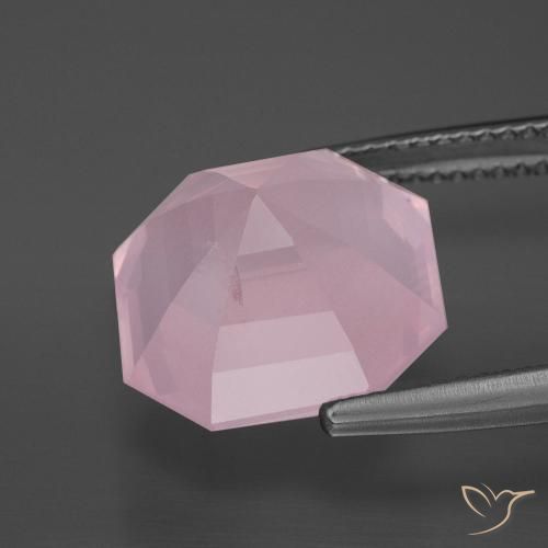Quartzo Rosa rosa rosa médio Natural 8.87ct, Corte Octógono / Esmeralda, Transparente