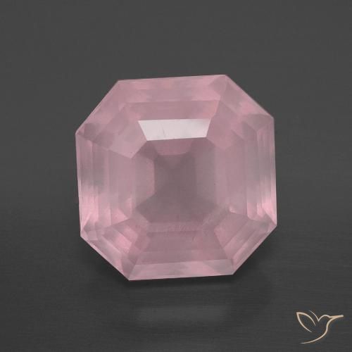 7.36ct Natural rosa rosa médio Quartzo Rosa, Corte Esmeralda, Transparente