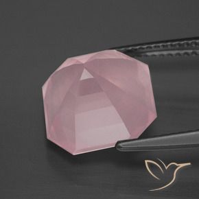 Quartzo Rosa rosa rosa médio Natural 7.36ct, Corte Octógono / Esmeralda, Transparente