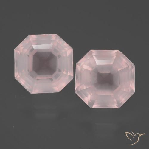 9.36ctw Natural Rosa Claro Rosa Quartzo Rosa, Corte Esmeralda, Transparente
