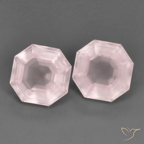 Pedras preciosas de Quartzo Rosa Rosa Claro Rosa natural de 13.64 ct, Corte Octógono / Esmeralda, Transparente