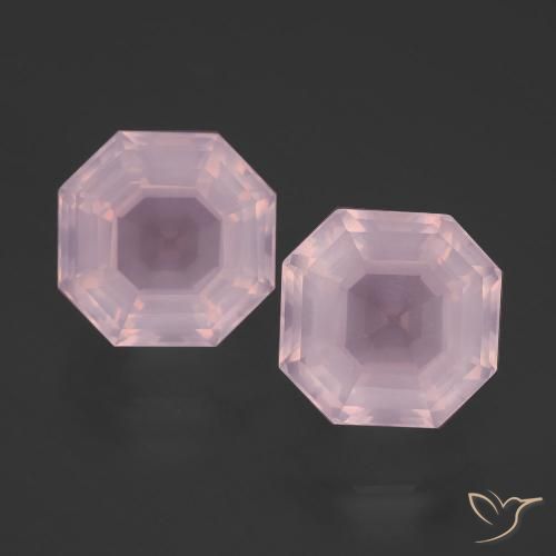 Pedras preciosas de quartzo rosa rosa natural de 8,91 ct, corte esmeralda, transparente
