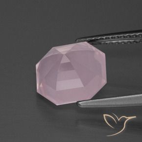 Quartzo Rosa Rosa chiclete Natural 4.03ct, Corte Octógono / Esmeralda, Transparente