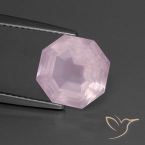 Quartzo Rosa Luz rosa Natural 3.71ct, Corte Octógono / Esmeralda, Transparente