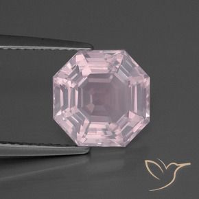 Quartzo Rosa Luz rosa Natural 3.76ct, Corte Octógono / Esmeralda, Transparente