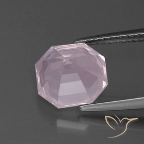 Quartzo Rosa Luz rosa Natural 3.76ct, Corte Octógono / Esmeralda, Transparente
