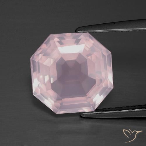 4.84ct Natural Luz rosa Quartzo Rosa, Corte Esmeralda, Transparente