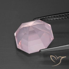 Quartzo Rosa Luz rosa Natural 4.84ct, Corte Octógono / Esmeralda, Transparente