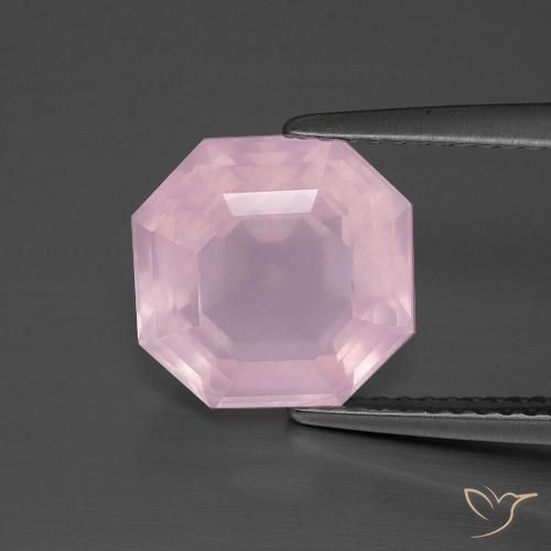 3.89ct Natural Luz rosa Quartzo Rosa, Corte Esmeralda, Transparente