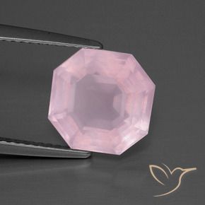 Quartzo Rosa Luz rosa Natural 3.89ct, Corte Octógono / Esmeralda, Transparente