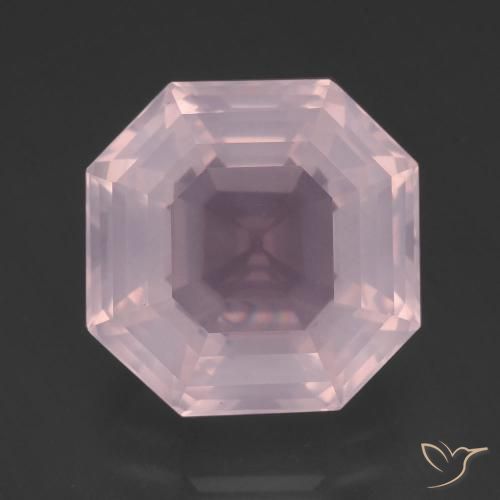 Quartzo rosa rosa natural 13,25ct, corte esmeralda, transparente