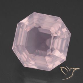 Quartzo rosa rosa natural 13,25ct, corte esmeralda, transparente
