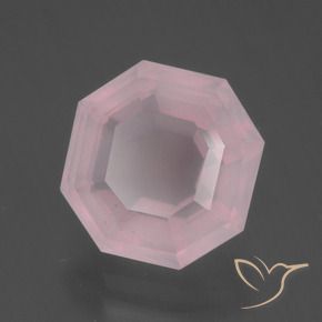 Quartzo Rosa Rosa Claro Rosa Natural 4.32ct, Corte Octógono / Esmeralda, Transparente