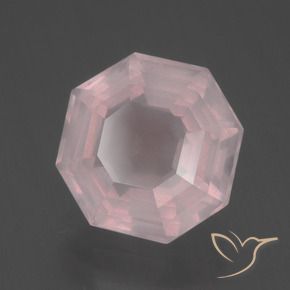 Quartzo Rosa Rosa Claro Rosa Natural 4.23ct, Corte Octógono / Esmeralda, Transparente