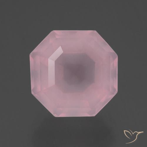 Quartzo rosa rosa natural 4,37ct, corte esmeralda, transparente