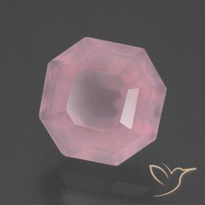 Quartzo rosa rosa natural 4,37ct, corte esmeralda, transparente
