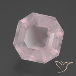 Quartzo Rosa Rosa Rosa bem claro Natural 4.74ct, Corte Octógono / Esmeralda, Transparente
