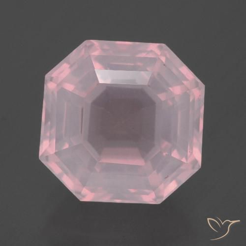 6.97ct Natural rosa rosa médio Quartzo Rosa, Corte Esmeralda, Transparente