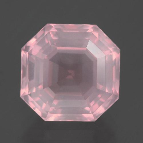Quartzo rosa rosa natural 7,61ct, corte esmeralda, transparente