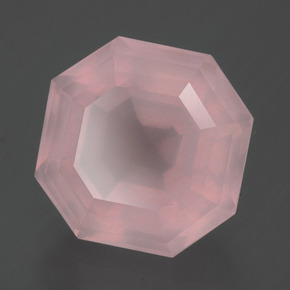 Quartzo rosa rosa natural 8,83ct, corte esmeralda, transparente