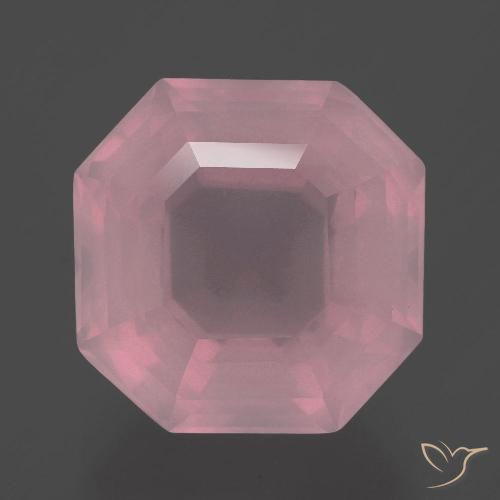 Quartzo rosa rosa natural 10,69ct, corte esmeralda, transparente