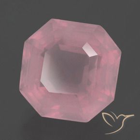 Quartzo rosa rosa natural 10,69ct, corte esmeralda, transparente