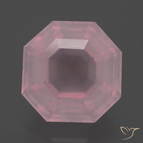 11.18ct Natural rosa rosa médio Quartzo Rosa, Corte Esmeralda, Transparente
