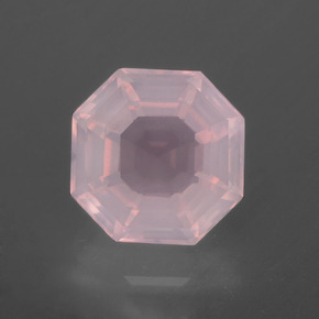 Quartzo rosa rosa natural 3,47ct, corte esmeralda, transparente