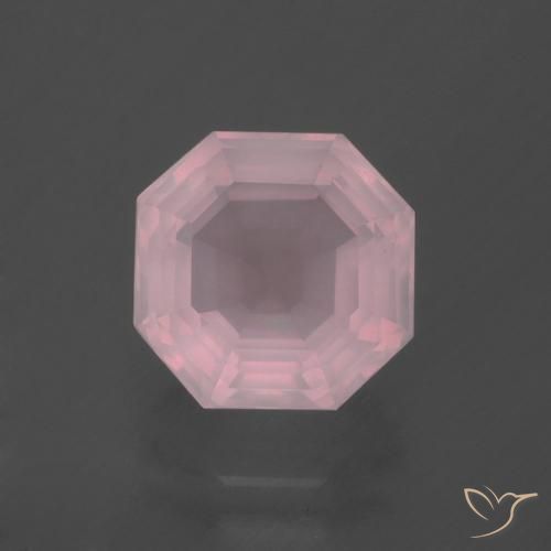 Quartzo rosa rosa natural 3,56ct, corte esmeralda, transparente
