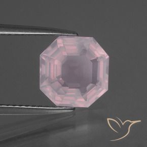 Quartzo rosa rosa natural 3,12ct, corte esmeralda, transparente