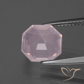 Quartzo rosa rosa natural 3,12ct, corte esmeralda, transparente