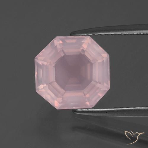 3.55ct Natural rosa rosa médio Quartzo Rosa, Corte Esmeralda, Transparente