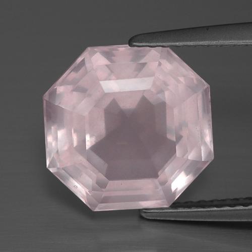 Quartzo rosa rosa natural 5,44ct, corte esmeralda, transparente