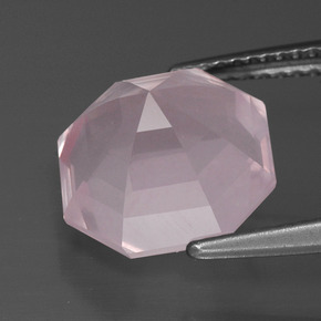 Quartzo rosa rosa natural 5,44ct, corte esmeralda, transparente
