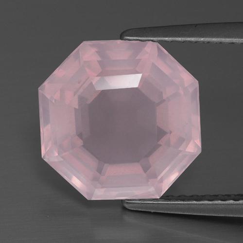 Quartzo Rosa rosa médio Natural 5.27ct, Corte Esmeralda, Transparente