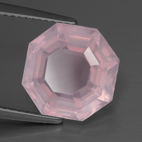Quartzo Rosa rosa médio Natural 5.27ct, Corte Esmeralda, Transparente