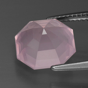 Quartzo Rosa rosa médio Natural 5.27ct, Corte Esmeralda, Transparente