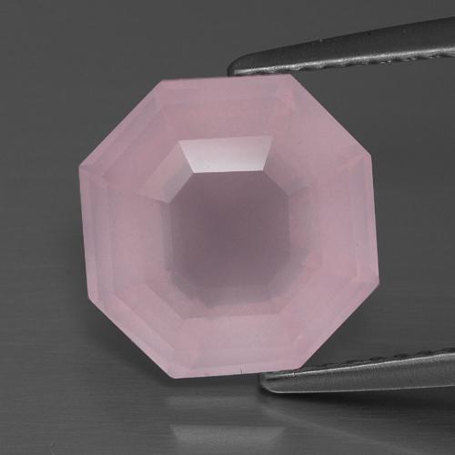 Quartzo rosa rosa natural 4,08ct, corte esmeralda, transparente