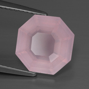 Quartzo rosa rosa natural 4,08ct, corte esmeralda, transparente