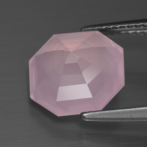 Quartzo rosa rosa natural 4,08ct, corte esmeralda, transparente