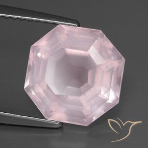 Quartzo Rosa Rosa Claro Rosa Natural 5.01ct, Corte Octógono / Esmeralda, Transparente