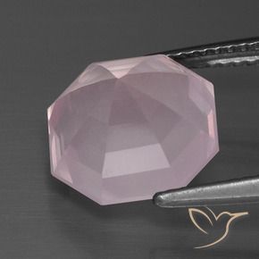 Quartzo Rosa Rosa Claro Rosa Natural 5.01ct, Corte Octógono / Esmeralda, Transparente