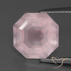 Quartzo Rosa Rosa Claro Rosa Natural 5.01ct, Corte Octógono / Esmeralda, Transparente