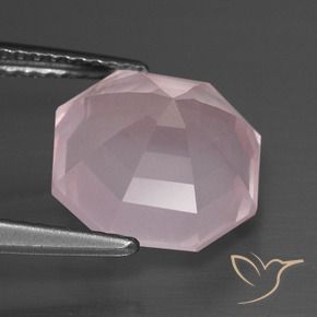 Quartzo Rosa Rosa Claro Rosa Natural 5.01ct, Corte Octógono / Esmeralda, Transparente