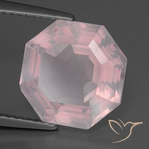 Quartzo Rosa Rosa bem claro Natural 5.35ct, Corte Octógono / Esmeralda, Transparente