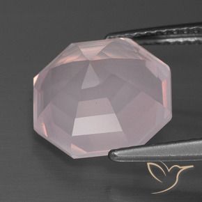 Quartzo Rosa Rosa bem claro Natural 5.35ct, Corte Octógono / Esmeralda, Transparente
