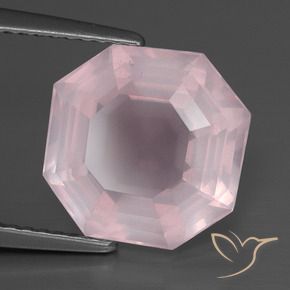 Quartzo Rosa Rosa Claro Rosa Natural 5.56ct, Corte Octógono / Esmeralda, Transparente